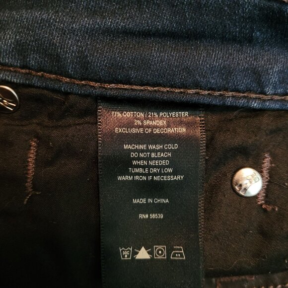KFTK Jeans Size 8 Viv Toothpick Skinny Mid Rise Button Flap Dark Wash Stretch - Picture 5 of 12